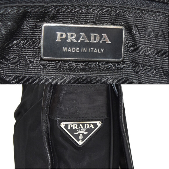 Prada Shoulder Bag Triangle Logo Plate Black - Picture 9 of 9